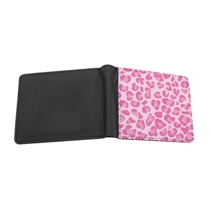 Pink Leopard Print Wallet For Men Pu Leather Money Purse