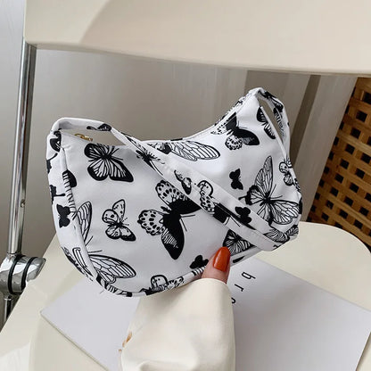 Animal Pattern Print Nylon Shoulder Bag Casual Women