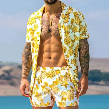 Summer Men's Fashion Leopard Print Short Sleeve