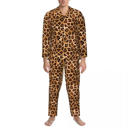 Leopard Print Sleepwear Autumn Yellow Pink and Black Casual