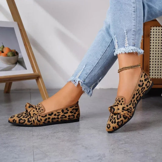 Women Shoes Leopard Print Flats Pointed Toe Flat Casual