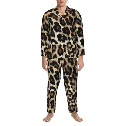 Leopard Print Sleepwear Autumn Yellow Pink and Black Casual