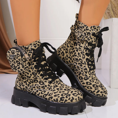 Women's Ankle Boots  New Outdoor leopard print