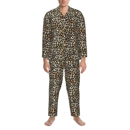 Leopard Print Sleepwear Autumn Yellow Pink and Black Casual