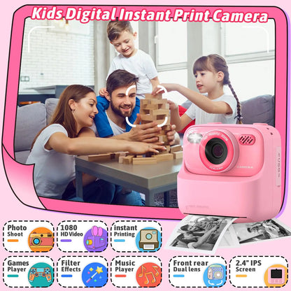 Upgrade Kids Camera Instant 1080P HD Dual Lens Selfie