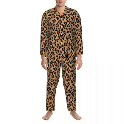 Leopard Print Sleepwear Autumn Yellow Pink and Black Casual