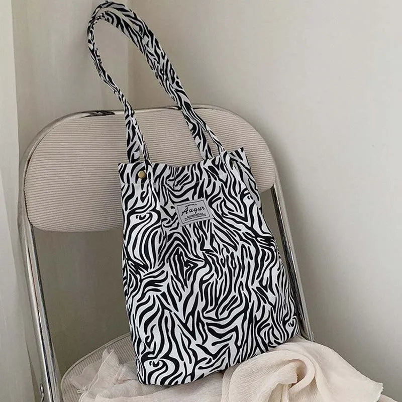 Leopard Print Casual Handbag Canvas Shoulder Bag