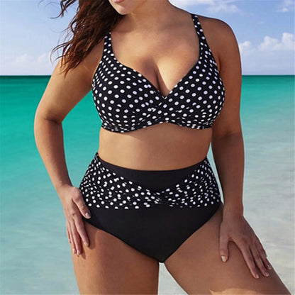 Women Two Piece Bikini Swimsuit Y2k Polka Dot Print Suspender Swimwear Large Size Bathing Suit Hawaiian Seaside Beach Swimsuit