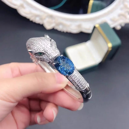 Luxury 925 Silver London Blue Topaz 10x14mm Leopard