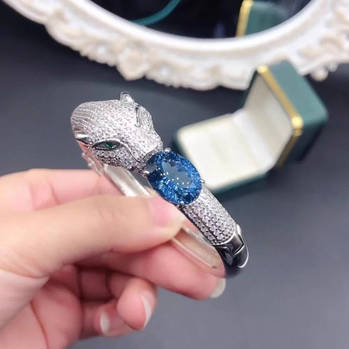 Luxury 925 Silver London Blue Topaz 10x14mm Leopard