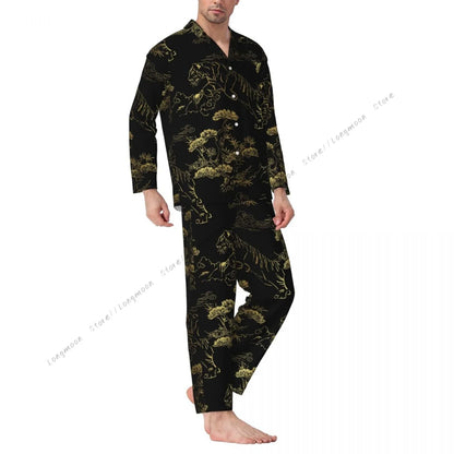Mens Pajamas Sets Home Suits Tiger Leopard And Crocodile