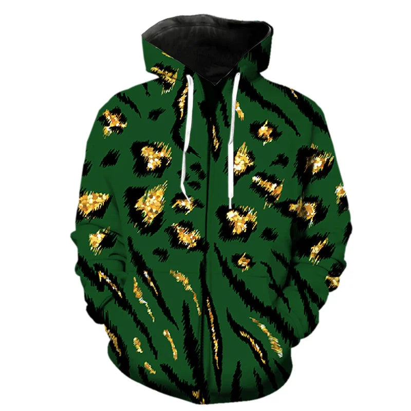 Fashion Pattern Zipper Hoodie Fashion Leopard