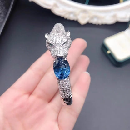Luxury 925 Silver London Blue Topaz 10x14mm Leopard