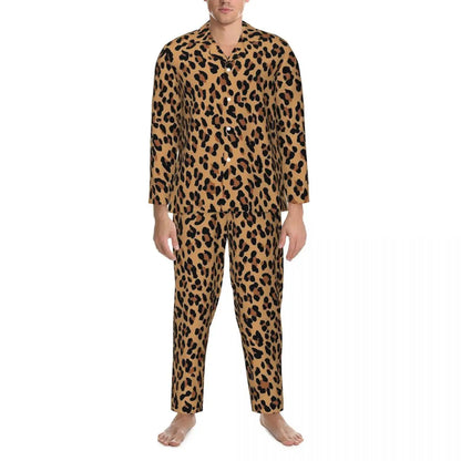 Pajamas Man Brown Leopard Print Sleep Sleepwear