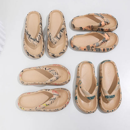 Summer Women Comfort Flip-Flop Leopard Soft Thick-Soled
