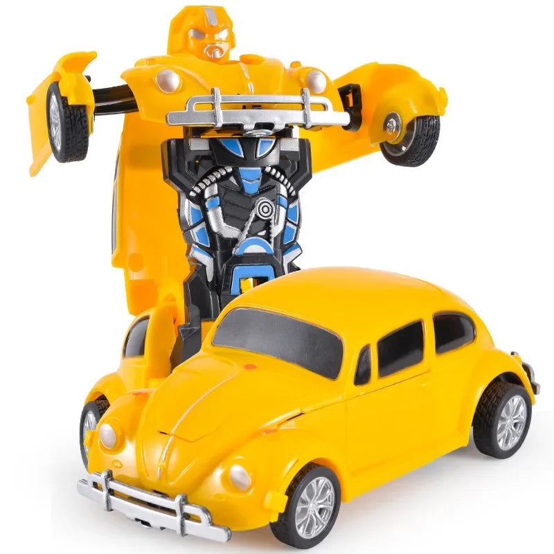 Shape-shifting toy car inertial impact one-button shape