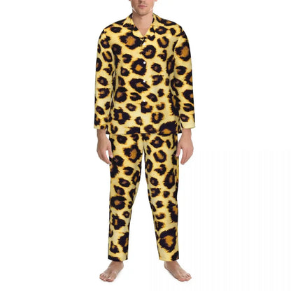 Pajamas Man Brown Leopard Print Sleep Sleepwear