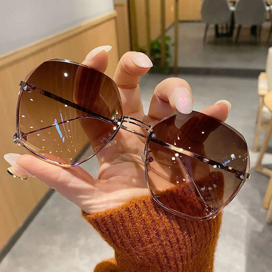 Brand Design Fashion New Polygonal Metal Sunglasses