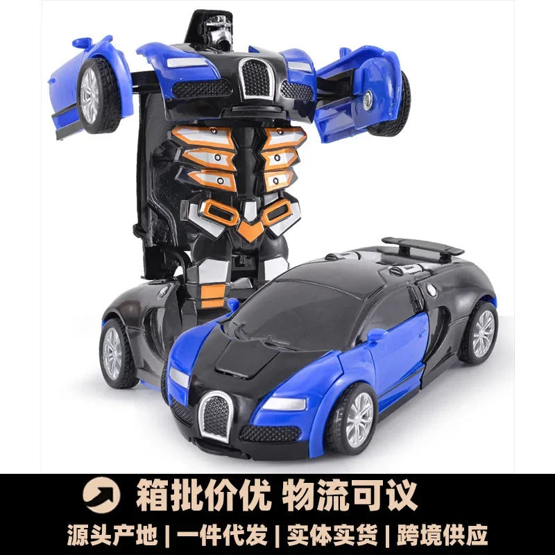 Shape-shifting toy car inertial impact one-button shape