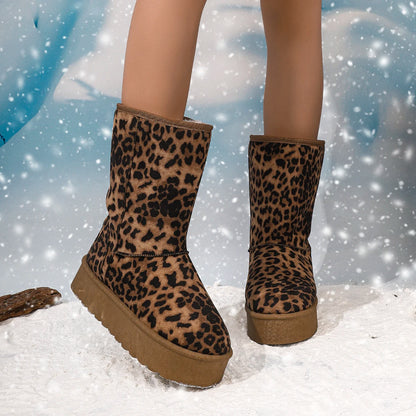 Thick-Soled Snow Boots for Women in Winter Fleece-Lined