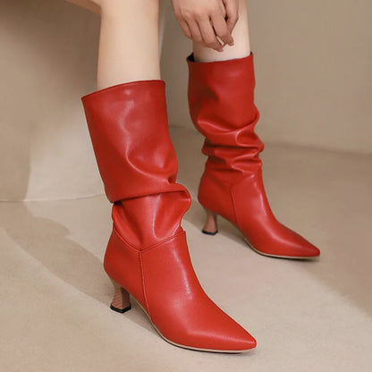 Winter Mid-calf Boots Woman Slip On Pointed