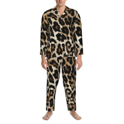 Pajamas Man Brown Leopard Print Sleep Sleepwear