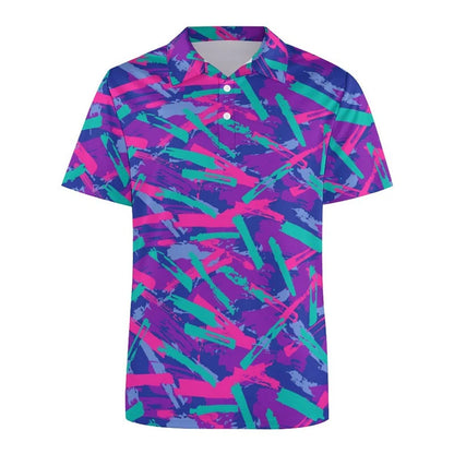 Harajuku Personality Polo Shirt For Men Strong Color