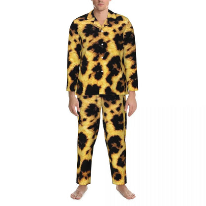 Pajamas Man Brown Leopard Print Sleep Sleepwear