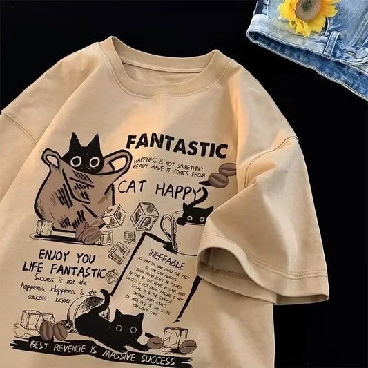 M-8XL 2025 New Summer Korean Style Fun Cartoon Print T-shirt Man Women Unisex Oversized Plus Size Tshirt Trendy Tees
