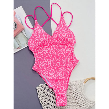 Sexy Leopard Printed V Neck Women Swimwear