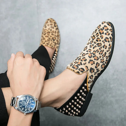 Fashion Leopard Print Loafers Men Large Size