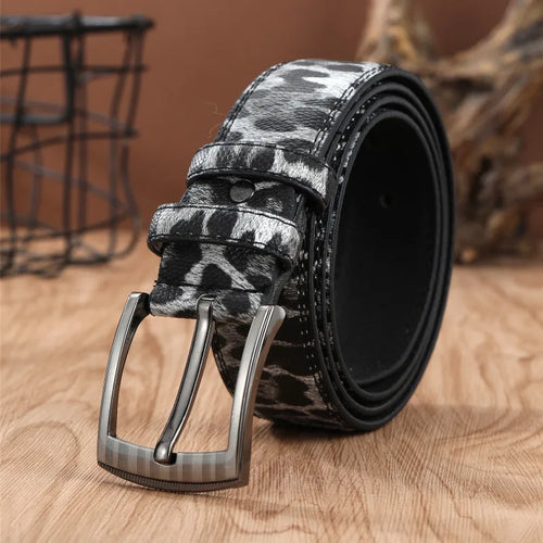 Men's Leopard Print Belt Fashion Personality Pin