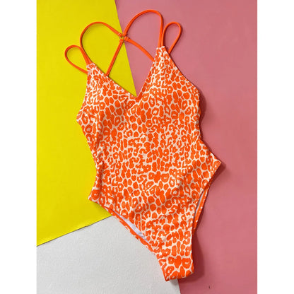 Sexy Leopard Printed V Neck Women Swimwear