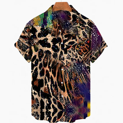 Short Sleeve Leopard Men's Shirts For Man Clothing