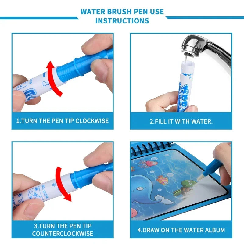 Drawing Coloring Books for Kids Magic Water Book with Pen