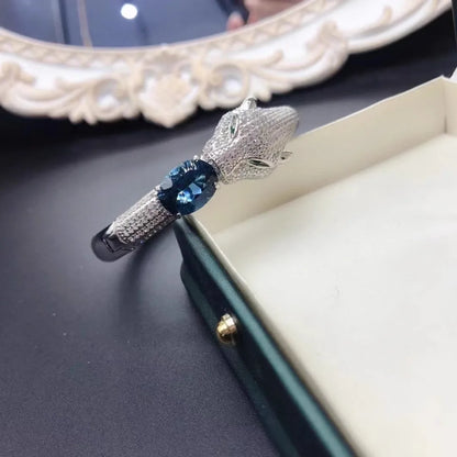 Luxury 925 Silver London Blue Topaz 10x14mm Leopard