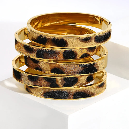 Flashbuy Gold Color Random Pattern Leopard Bangle