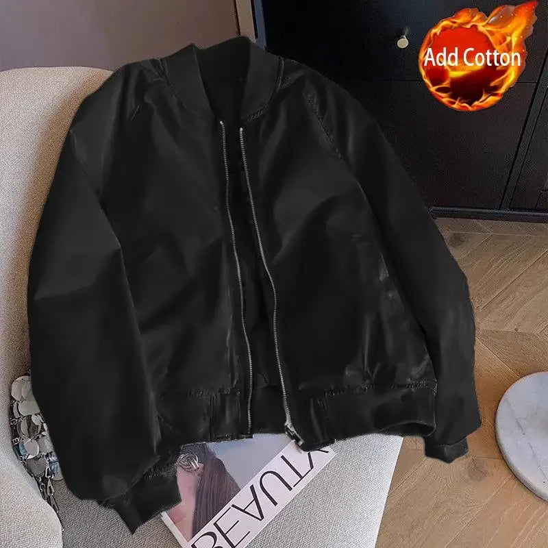 Short Plain Cotton Clothes Baseball Aviator Coat Woman Pretty Cheap Fashion Bomber Jacket for Women Korean Reviews Luxury Lined