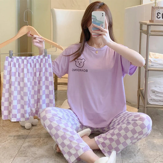 New women's summer three-piece pajamas