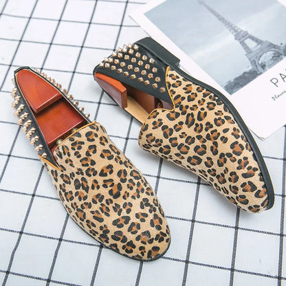 Fashion Leopard Print Loafers Men Large Size