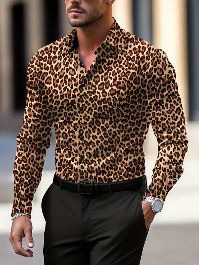Chemise Homme Imprimé Léopard | Style Graphique et Décontracté