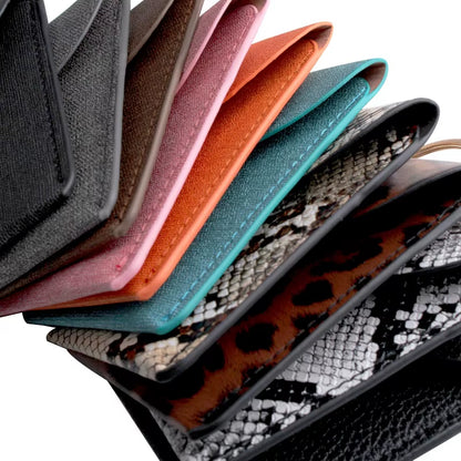 Fashion Leopard Print PU Function Card Case Business Card Holder Men Women Credit Card Bag ID Card Key Wallet with Keychain